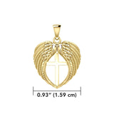 Feel the Tranquil in Angels Wings Solid Gold Pendant with Cross GPD5481