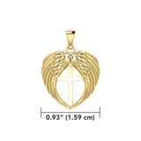 Feel the Tranquil in Angels Wings Solid Gold Pendant with Cross GPD5481
