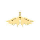 Guardian Angel Wings Solid Gold Pendant with Capricorn Zodiac Sign GPD5512 - Jewelry