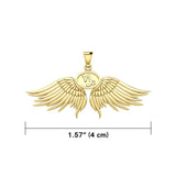 Guardian Angel Wings Solid Gold Pendant with Capricorn Zodiac Sign GPD5512 - Jewelry