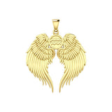 Guardian Angel Wings Solid Gold Pendant with Aquarius Zodiac Sign GPD5513