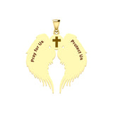 Guardian Angel Wings Solid Gold Pendant with Aquarius Zodiac Sign GPD5513