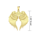 Guardian Angel Wings Solid Gold Pendant with Aquarius Zodiac Sign GPD5513 - Jewelry