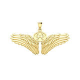 Guardian Angel Wings Solid Gold Pendant with Pisces Zodiac Sign GPD5514