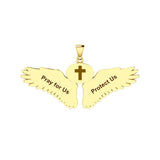 Guardian Angel Wings Solid Gold Pendant with Pisces Zodiac Sign GPD5514 - Jewelry