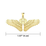 Guardian Angel Wings Solid Gold Pendant with Pisces Zodiac Sign GPD5514 - Jewelry