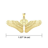 Guardian Angel Wings Solid Gold Pendant with Pisces Zodiac Sign GPD5514