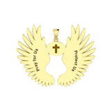 Guardian Angel Wings Solid Gold Pendant with Aries Zodiac Sign GPD5515 - Jewelry