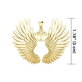 Guardian Angel Wings Solid Gold Pendant with Aries Zodiac Sign GPD5515 - Jewelry