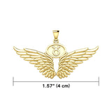Guardian Angel Wings Solid Gold Pendant with Taurus Zodiac Sign GPD5516 - Jewelry