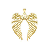 Guardian Angel Wings Solid Gold Pendant with Cancer Zodiac Sign GPD5518 - Jewelry