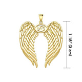 Guardian Angel Wings Solid Gold Pendant with Cancer Zodiac Sign GPD5518 - Jewelry