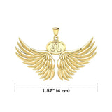 Guardian Angel Wings Solid Gold Pendant with Leo Zodiac Sign GPD5519 - Jewelry