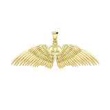 Guardian Angel Wings Solid Gold Pendant with Libra Zodiac Sign GPD5521 - Jewelry