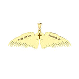 Guardian Angel Wings Solid Gold Pendant with Libra Zodiac Sign GPD5521 - Jewelry