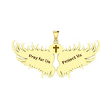 Guardian Angel Wings Solid Gold Pendant with Scorpio Zodiac Sign GPD5522 - Jewelry