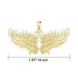 Guardian Angel Wings Solid Gold Pendant with Scorpio Zodiac Sign GPD5522 - Jewelry