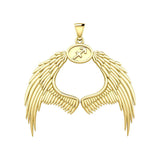 Guardian Angel Wings Solid Gold Pendant with Sagittarius Zodiac Sign GPD5523