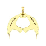 Guardian Angel Wings Solid Gold Pendant with Sagittarius Zodiac Sign GPD5523 - Jewelry