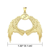 Guardian Angel Wings Solid Gold Pendant with Sagittarius Zodiac Sign GPD5523 - Jewelry