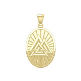 Viking Valknut Oval Solid Gold Pendant Jewelry GPD5615