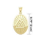 Viking Valknut Oval Solid Gold Pendant Jewelry GPD5615