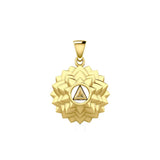 Crown Chakra with Recovery Gemstone Symbol Solid Gold Pendant GPD5631