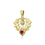 Thistle Solid Gold Pendant with Heart Gemstone GPD5637