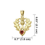 Thistle Solid Gold Pendant with Heart Gemstone GPD5637