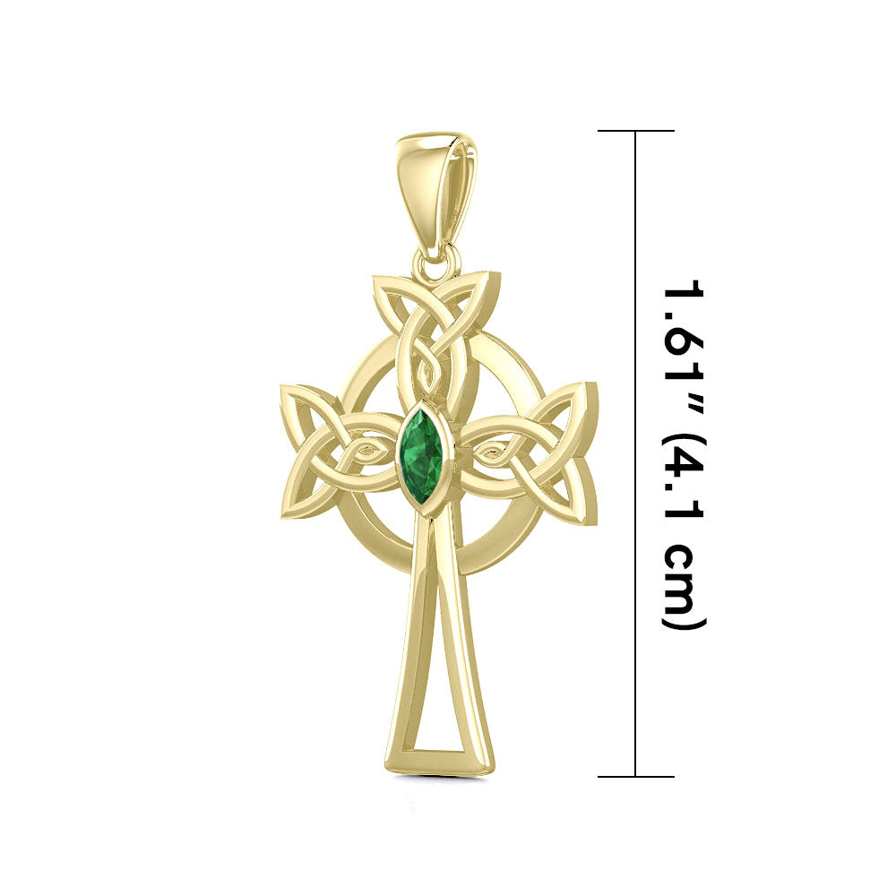 Solid 14k Yellow Gold Religious Celtic Cross Pendant Necklace | Jewelry  America