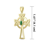 Celtic Cross Solid Gold Pendant with Marquise Gemstone GPD5639 - Jewelry