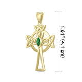 Celtic Cross Solid Gold Pendant with Marquise Gemstone GPD5639