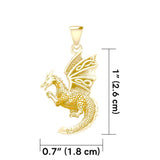 Flying Dragon with Celtic Wing Solid Gold Pendant GPD5641 - Jewelry