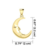 Crescent Moon Face with Stars Solid Gold Pendant GPD5642