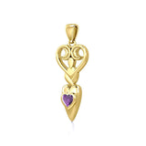 Goddess with Heart Gemstone 14K Solid Gold Pendant GPD5657 - Jewelry