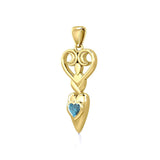 Goddess with Heart Gemstone 14K Solid Gold Pendant GPD5657 - Jewelry