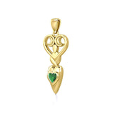 Goddess with Heart Gemstone 14K Solid Gold Pendant GPD5657 - Jewelry