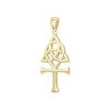 Unite Ancient Symbols: Triquetra Ankh Solid Gold Pendant - Peter Stone | Embrace Spiritual Connection and Eternal Life GPD5661