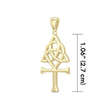 Unite Ancient Symbols: Triquetra Ankh Solid Gold Pendant - Peter Stone | Embrace Spiritual Connection and Eternal Life GPD5661 - Jewelry
