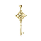 Celtic Four Point Knot Spiritual Enchantment Key Solid Gold Pendant GPD5675