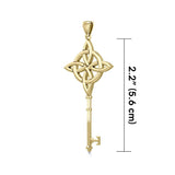 Celtic Four Point Knot Spiritual Enchantment Key Solid Gold Pendant GPD5675