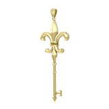 Fleur de lis Key of Enchantment Solid Gold Pendant GPD5679