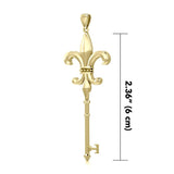 Fleur de lis Key of Enchantment Solid Gold Pendant GPD5679 - Jewelry