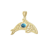 A gift of solitude ~ Solid Gold Celtic Whale  Pendant with Gem GPD5694