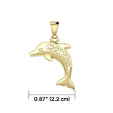 Large Celtic Joyful Dolphin Solid Gold Pendant GPD5698 - Jewelry