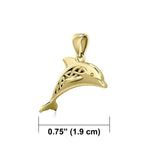 Celtic Jumping Dolphin Solid Gold Pendant GPD5702 - Jewelry
