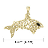 Celtic Knotwork Shark Solid Gold Pendant with Gemstone GPD5706 - Jewelry
