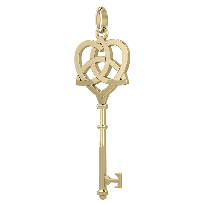 Celtic Heart Spiritual Enchantment Key Solid Gold Pendant GPD5708
