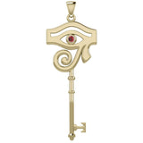 The Eye of Horus Spiritual Enchantment Key Solid Gold Pendant with Gem GPD5711