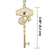 The Eye of Horus Spiritual Enchantment Key Solid Gold Pendant with Gem GPD5711 - Jewelry